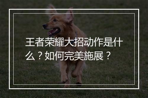 王者荣耀大招动作是什么？如何完美施展？