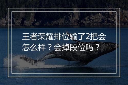 王者荣耀排位输了2把会怎么样？会掉段位吗？