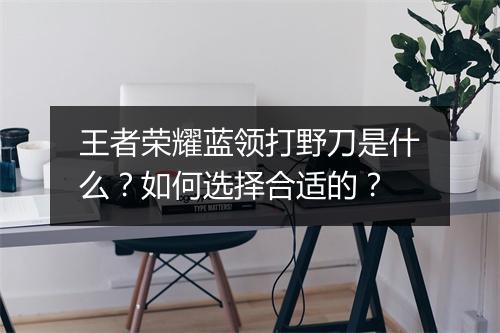 王者荣耀蓝领打野刀是什么？如何选择合适的？