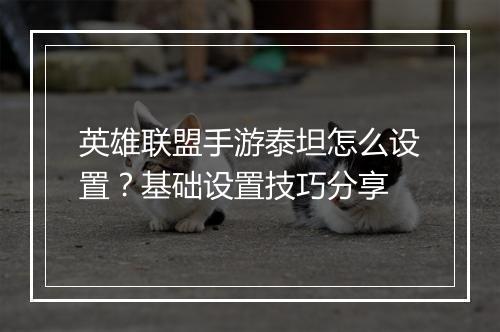 英雄联盟手游泰坦怎么设置?基础设置技巧分享