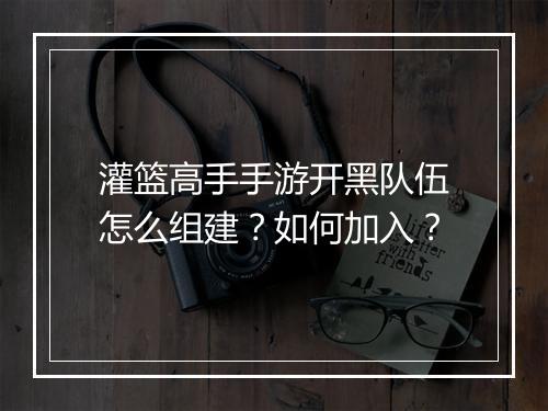 灌篮高手手游开黑队伍怎么组建？如何加入？