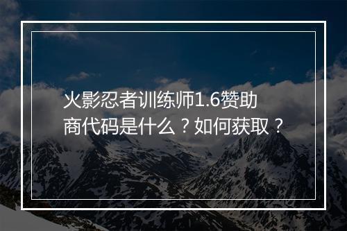 火影忍者训练师1.6赞助商代码是什么？如何获取？