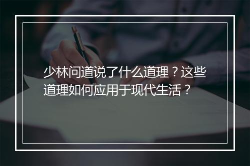 少林问道说了什么道理？这些道理如何应用于现代生活？