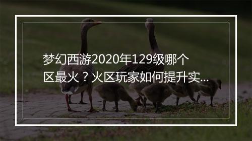 梦幻西游2020年129级哪个区最火？火区玩家如何提升实力？