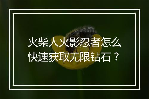 火柴人火影忍者怎么快速获取无限钻石？