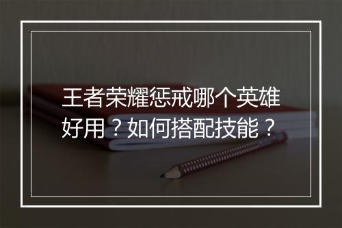 王者荣耀惩戒哪个英雄好用？如何搭配技能？