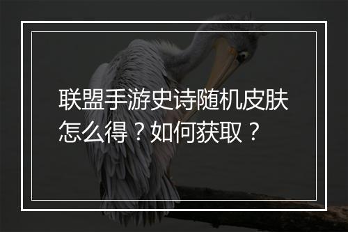 联盟手游史诗随机皮肤怎么得？如何获取？