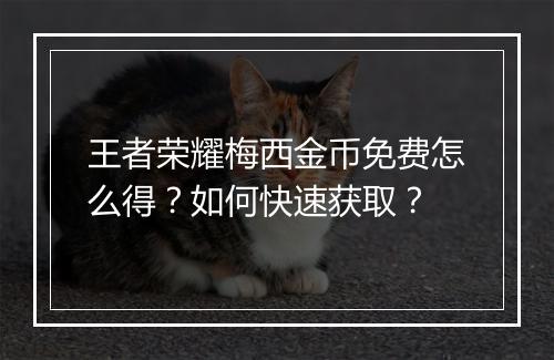 王者荣耀梅西金币免费怎么得？如何快速获取？