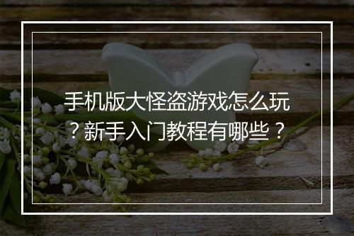 手机版大怪盗游戏怎么玩？新手入门教程有哪些？