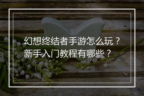 幻想终结者手游怎么玩？新手入门教程有哪些？