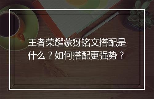 王者荣耀蒙犽铭文搭配是什么？如何搭配更强势？
