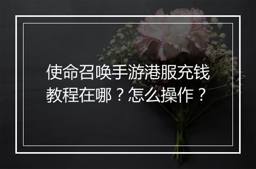 使命召唤手游港服充钱教程在哪？怎么操作？