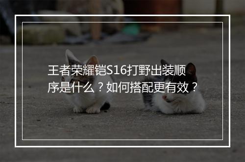 王者荣耀铠S16打野出装顺序是什么？如何搭配更有效？