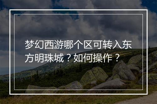 梦幻西游哪个区可转入东方明珠城？如何操作？