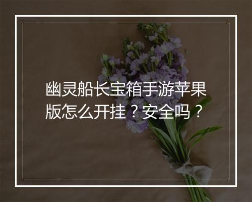 幽灵船长宝箱手游苹果版怎么开挂?安全吗?