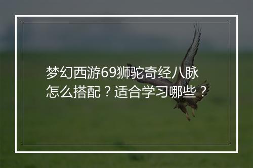 梦幻西游69狮驼奇经八脉怎么搭配？适合学习哪些？