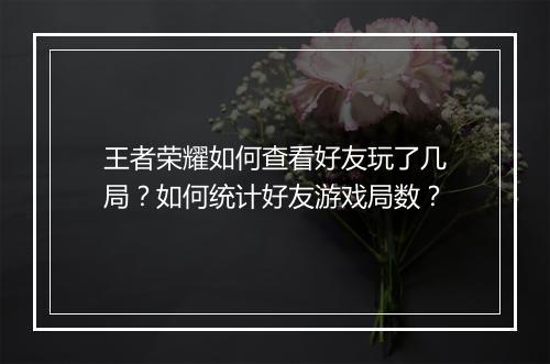 王者荣耀如何查看好友玩了几局？如何统计好友游戏局数？