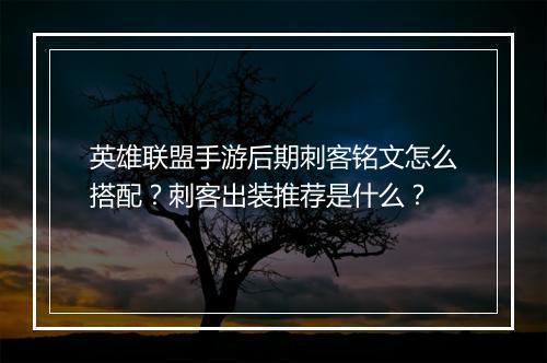 英雄联盟手游后期刺客铭文怎么搭配？刺客出装推荐是什么？