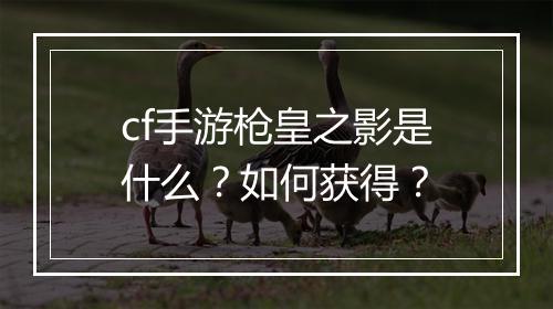cf手游枪皇之影是什么？如何获得？