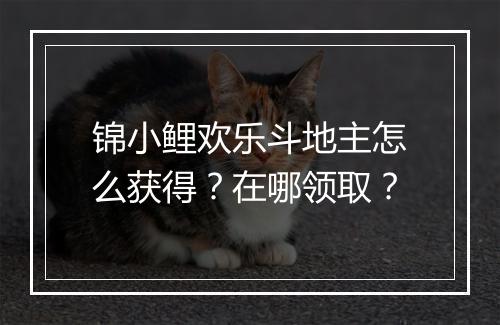 锦小鲤欢乐斗地主怎么获得？在哪领取？