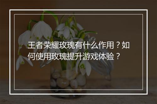 王者荣耀玫瑰有什么作用？如何使用玫瑰提升游戏体验？