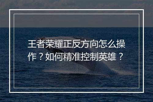 王者荣耀正反方向怎么操作？如何精准控制英雄？