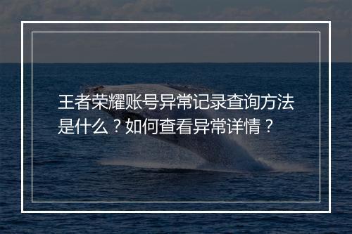 王者荣耀账号异常记录查询方法是什么？如何查看异常详情？
