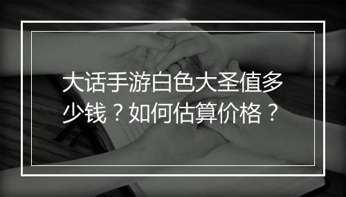大话手游白色大圣值多少钱？如何估算价格？