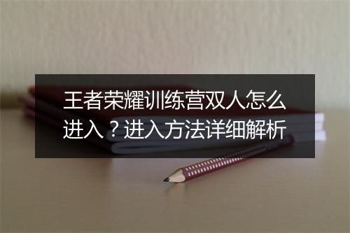 王者荣耀训练营双人怎么进入？进入方法详细解析