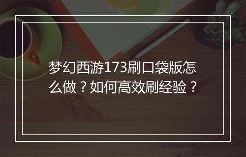 梦幻西游173刷口袋版怎么做？如何高效刷经验？