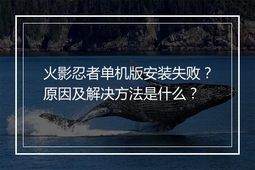 火影忍者单机版安装失败？原因及解决方法是什么？