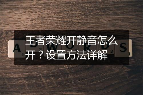 王者荣耀开静音怎么开？设置方法详解