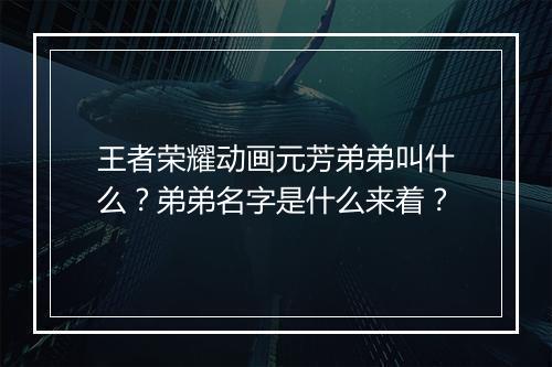 王者荣耀动画元芳弟弟叫什么？弟弟名字是什么来着？