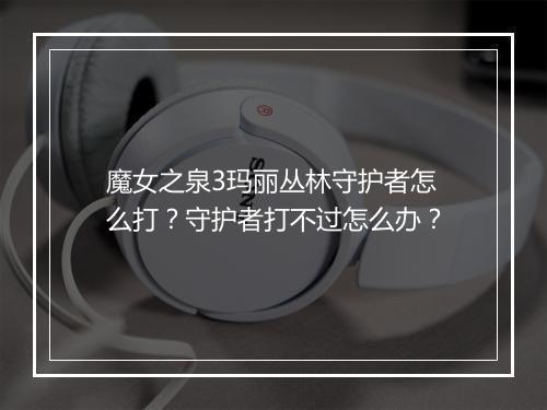 魔女之泉3玛丽丛林守护者怎么打？守护者打不过怎么办？