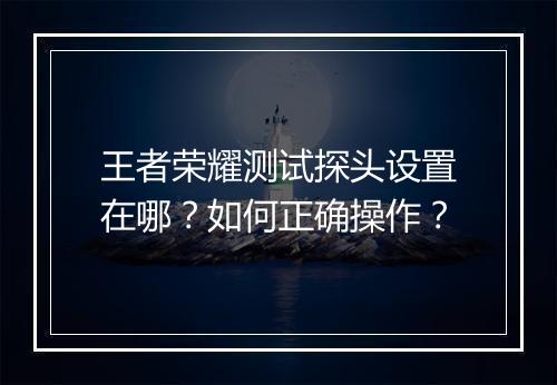王者荣耀测试探头设置在哪？如何正确操作？