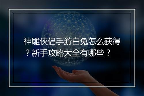 神雕侠侣手游白兔怎么获得？新手攻略大全有哪些？