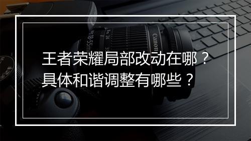 王者荣耀局部改动在哪？具体和谐调整有哪些？