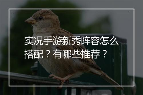 实况手游新秀阵容怎么搭配？有哪些推荐？