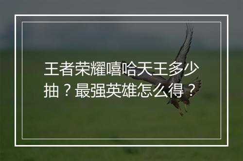 王者荣耀嘻哈天王多少抽？最强英雄怎么得？