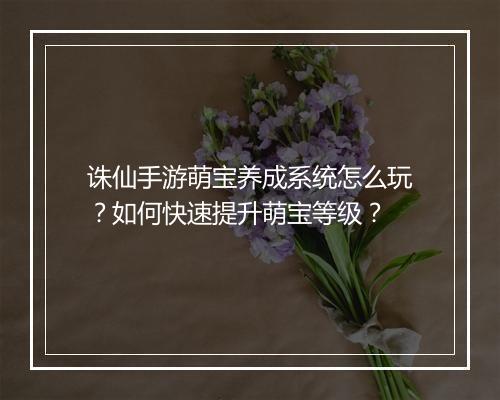 诛仙手游萌宝养成系统怎么玩？如何快速提升萌宝等级？