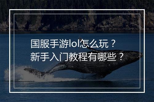国服手游lol怎么玩？新手入门教程有哪些？
