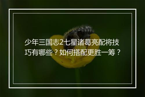 少年三国志2七星诸葛亮配将技巧有哪些？如何搭配更胜一筹？