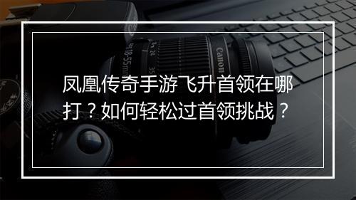 凤凰传奇手游飞升首领在哪打？如何轻松过首领挑战？