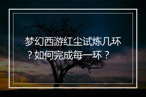 梦幻西游红尘试炼几环？如何完成每一环？
