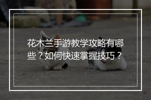 花木兰手游教学攻略有哪些？如何快速掌握技巧？
