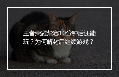 王者荣耀禁赛10分钟后还能玩？为何解封后继续游戏？