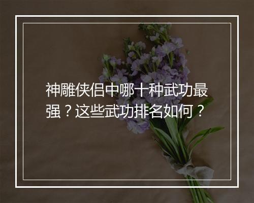 神雕侠侣中哪十种武功最强？这些武功排名如何？