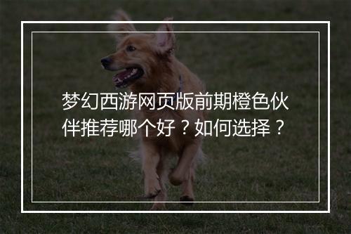 梦幻西游网页版前期橙色伙伴推荐哪个好？如何选择？