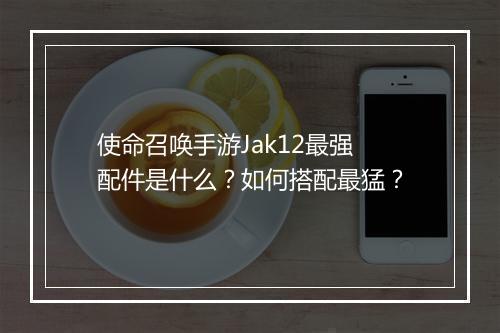 使命召唤手游Jak12最强配件是什么？如何搭配最猛？