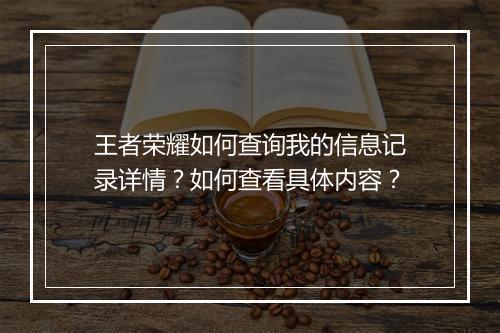 王者荣耀如何查询我的信息记录详情？如何查看具体内容？